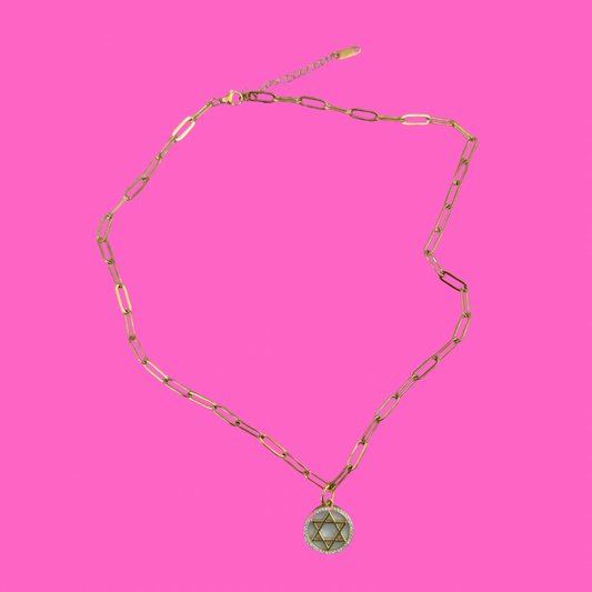 Star of David pendent on paperclip necklace