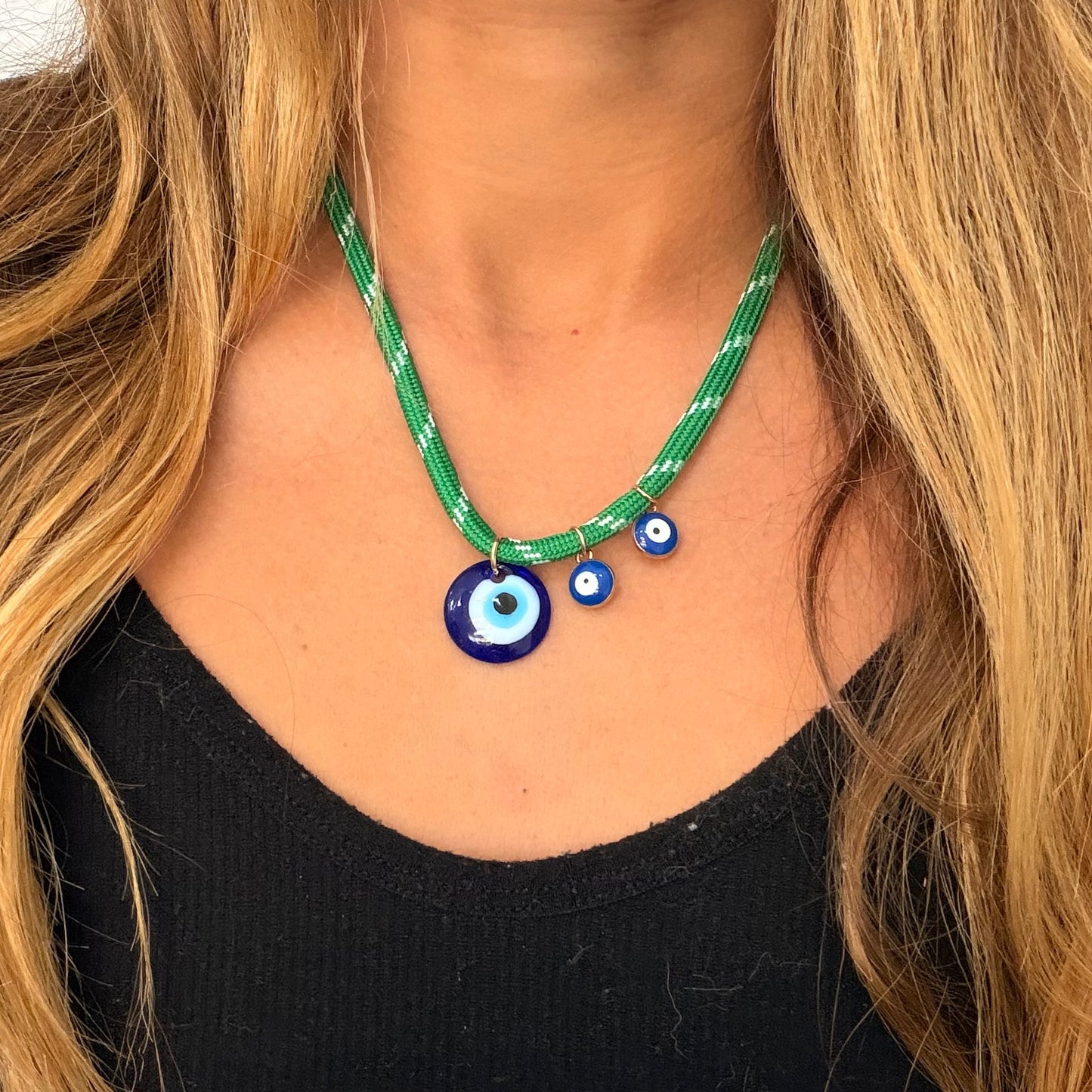 Green Paracord Evil Eye Necklace