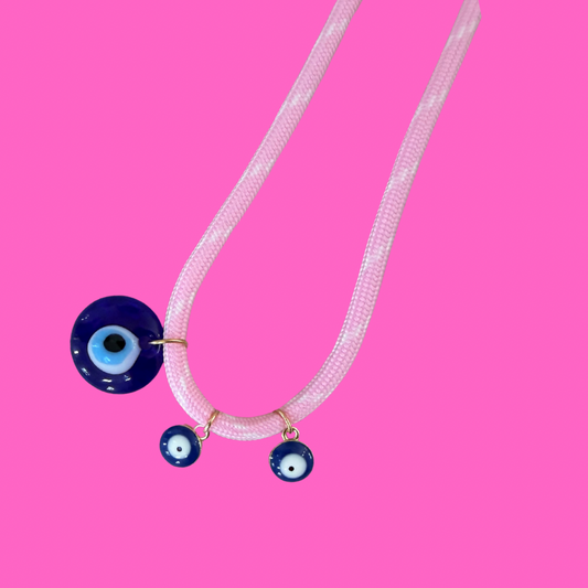 Light Pink Paracord Evil Eye Necklace