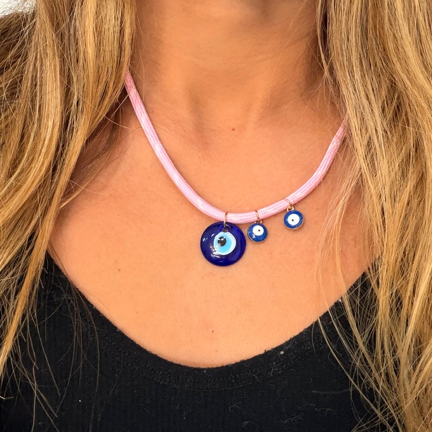 Light Pink Paracord Evil Eye Necklace