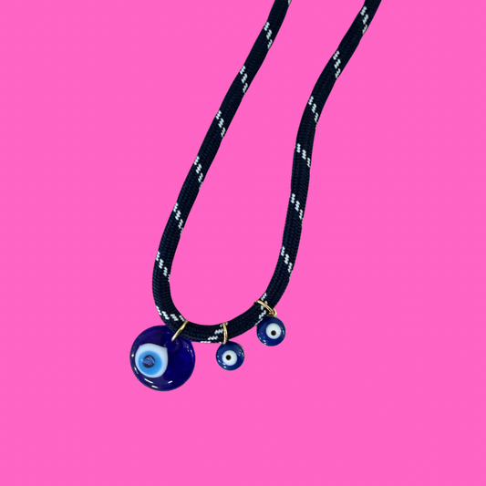 Navy Paracord Evil Eye Necklace