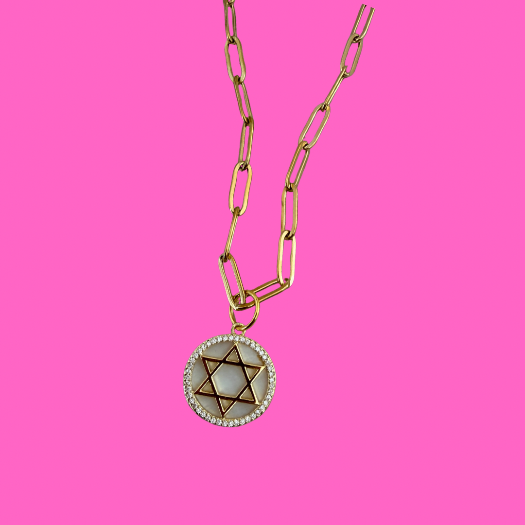 Star of David pendent on paperclip necklace