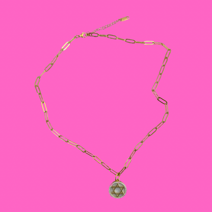 Star of David pendent on paperclip necklace