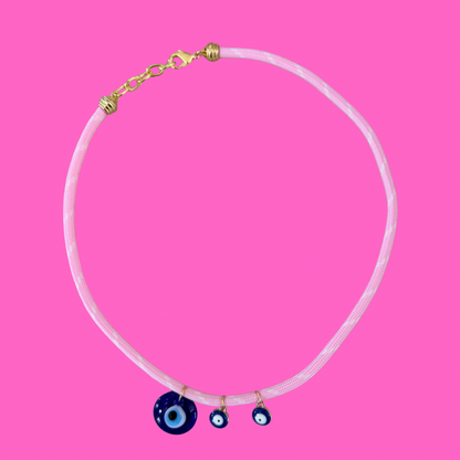 Light Pink Paracord Evil Eye Necklace
