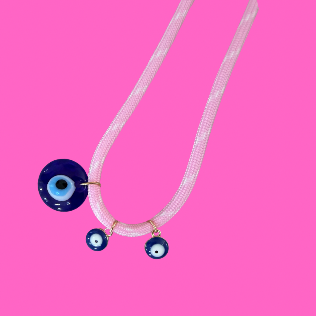 Light Pink Paracord Evil Eye Necklace