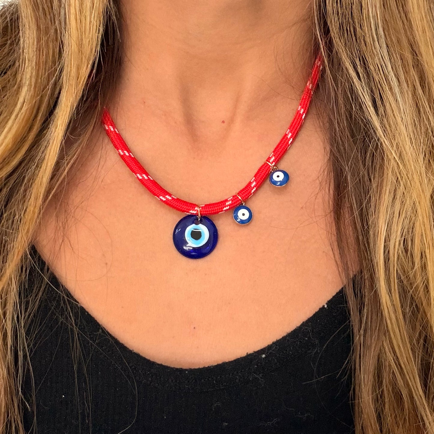 Red Paracord Evil Eye Necklace