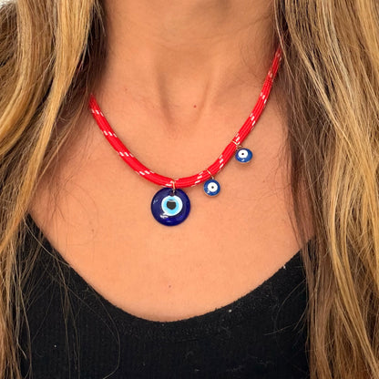 Red Paracord Evil Eye Necklace