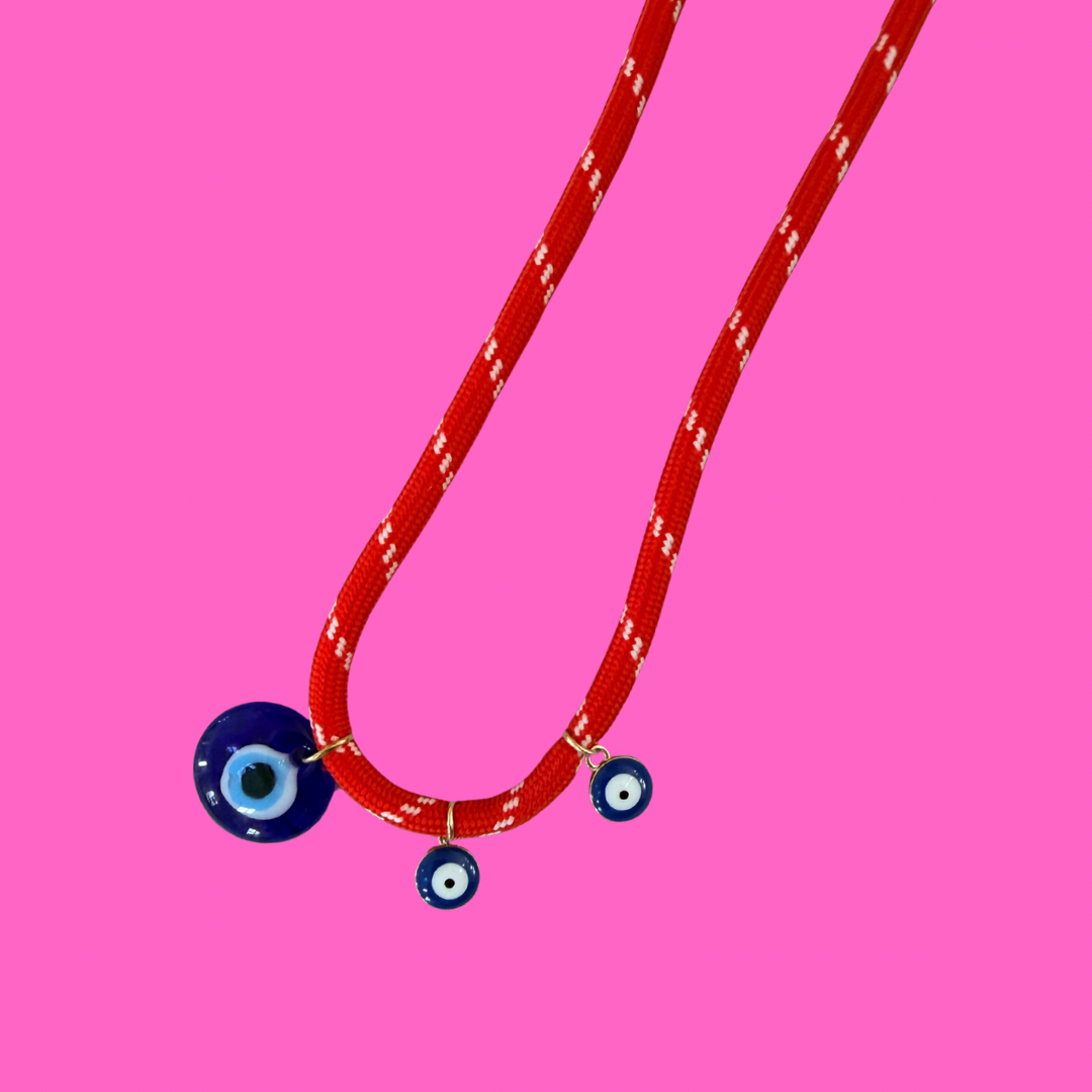 Red Paracord Evil Eye Necklace
