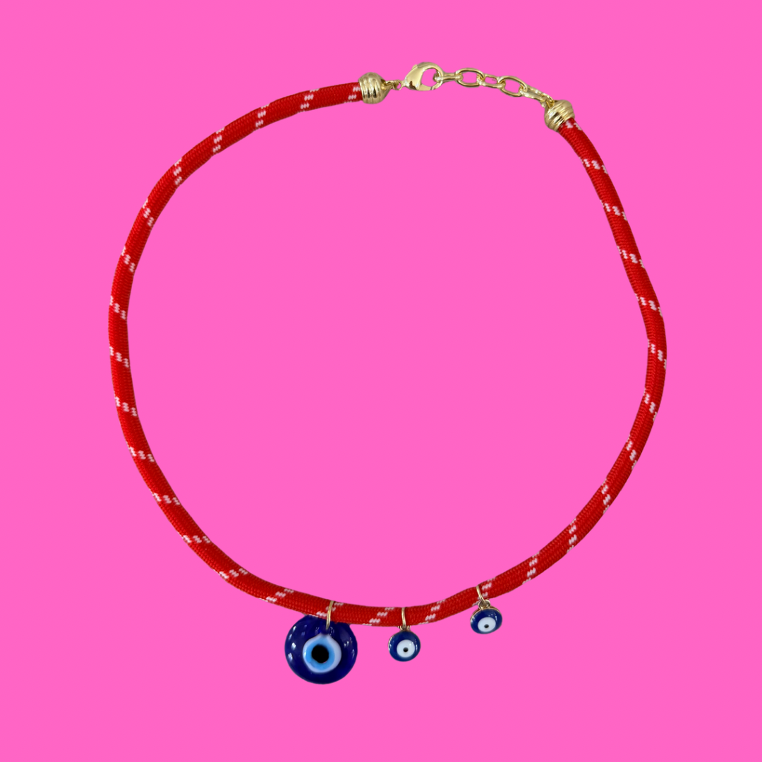 Red Paracord Evil Eye Necklace