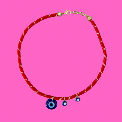 Red Paracord Evil Eye Necklace