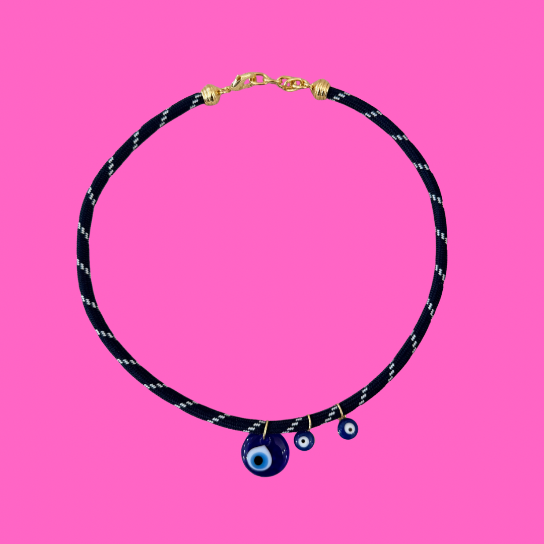 Navy Paracord Evil Eye Necklace
